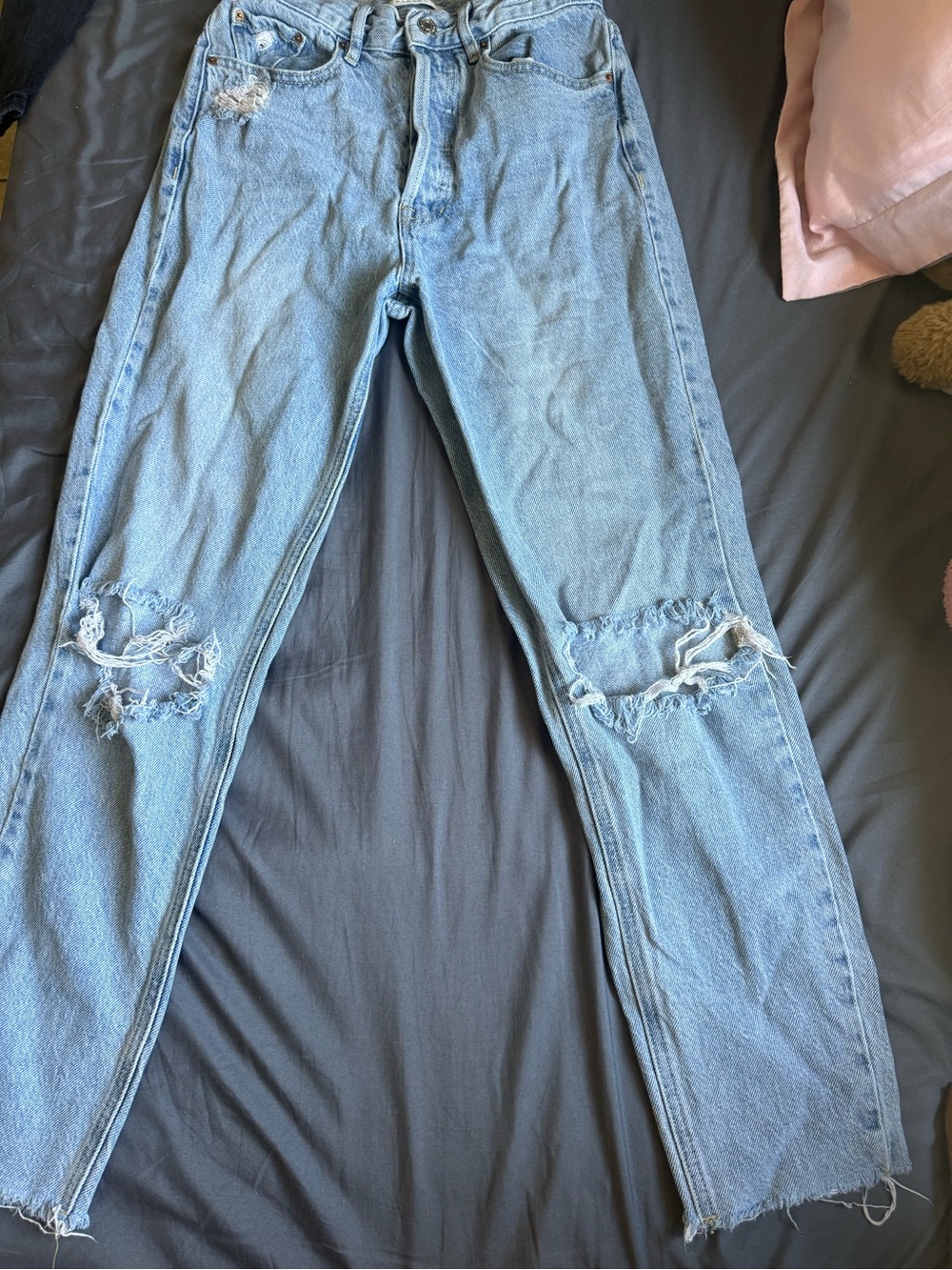 PacSun Light Blue Distressed Straight Leg Jeans